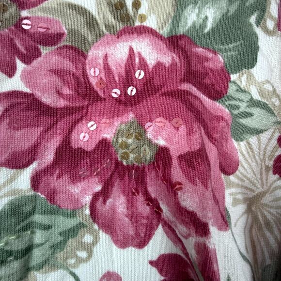 Vintage Alfred Dunner Sweater Womens Large Pink Floral Grandma Romantic Soft - Picture 3 of 8